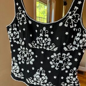Sean Collection embellished beaded tank top with zipper, size large
